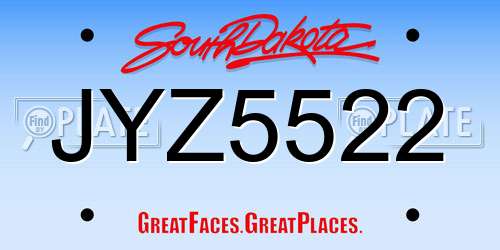 JYZ5522 South Dakota License Plate