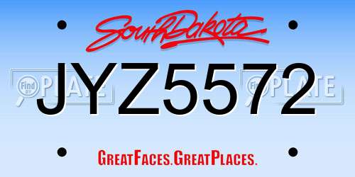 JYZ5572 South Dakota License Plate