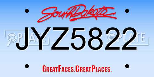 JYZ5822 South Dakota License Plate