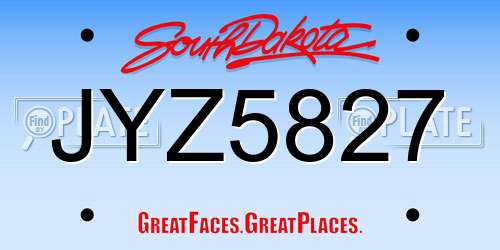 JYZ5827 South Dakota License Plate