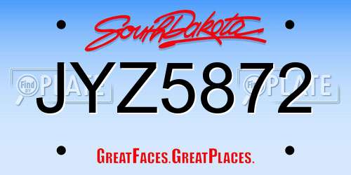 JYZ5872 South Dakota License Plate