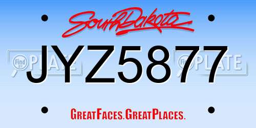 JYZ5877 South Dakota License Plate