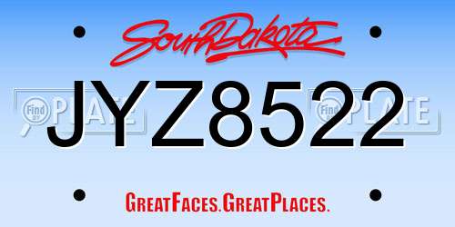 JYZ8522 South Dakota License Plate