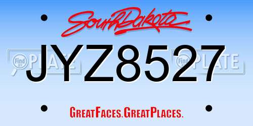 JYZ8527 South Dakota License Plate