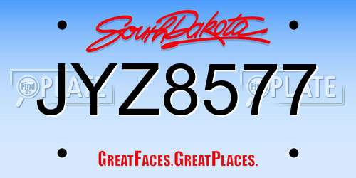 JYZ8577 South Dakota License Plate