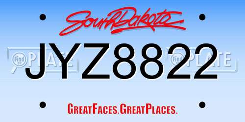 JYZ8822 South Dakota License Plate
