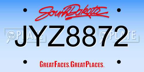 JYZ8872 South Dakota License Plate