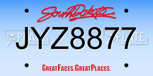 JYZ8877 South Dakota License Plate