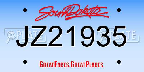 JZ21935 South Dakota License Plate