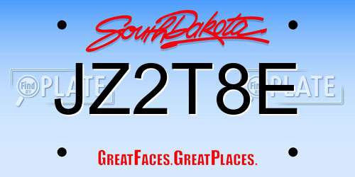 JZ2T8E South Dakota License Plate