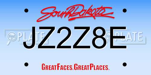 JZ2Z8E South Dakota License Plate
