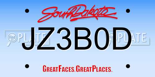 JZ3B0D South Dakota License Plate