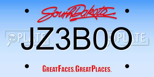 JZ3B0O South Dakota License Plate