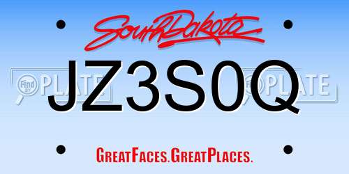JZ3S0Q South Dakota License Plate