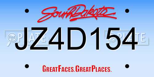 JZ4D154 South Dakota License Plate