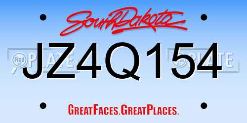 JZ4Q154 South Dakota License Plate