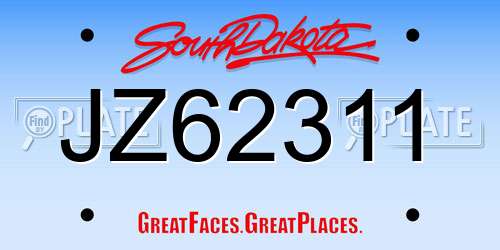 JZ62311 South Dakota License Plate