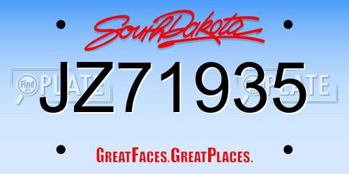 JZ71935 South Dakota License Plate