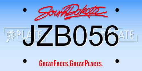 JZB056 South Dakota License Plate