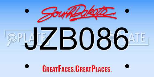JZB086 South Dakota License Plate