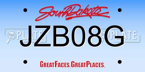 JZB08G South Dakota License Plate