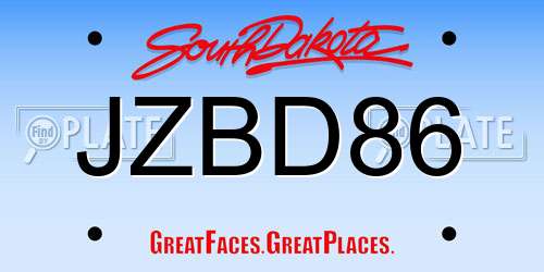JZBD86 South Dakota License Plate