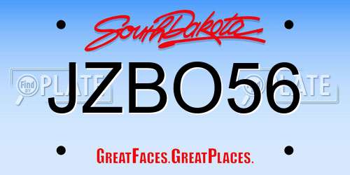 JZBO56 South Dakota License Plate