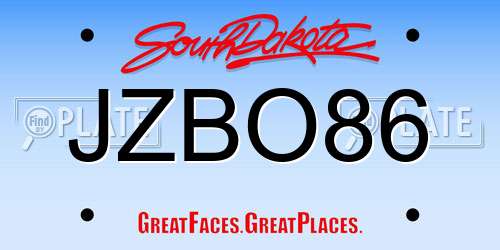 JZBO86 South Dakota License Plate