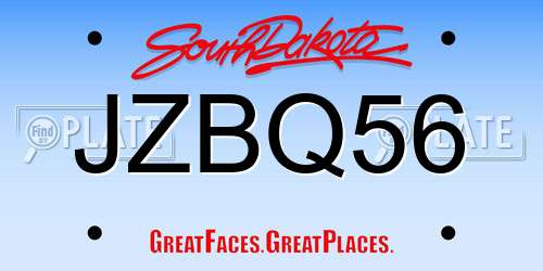 JZBQ56 South Dakota License Plate