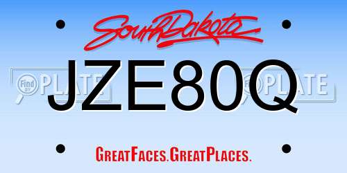 JZE80Q South Dakota License Plate