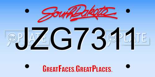 JZG7311 South Dakota License Plate