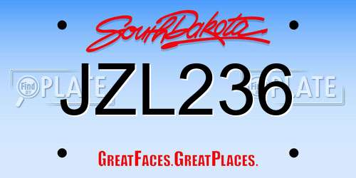 JZL236 South Dakota License Plate