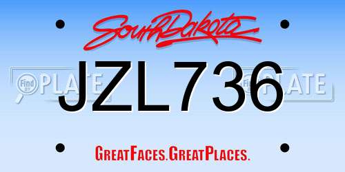 JZL736 South Dakota License Plate