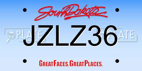 JZLZ36 South Dakota License Plate