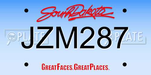 JZM287 South Dakota License Plate