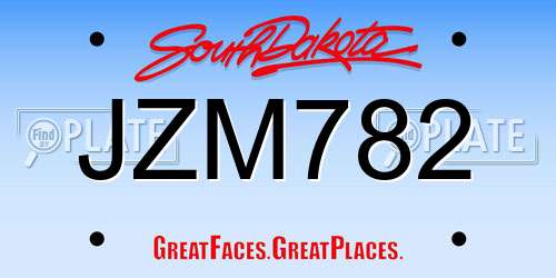 JZM782 South Dakota License Plate