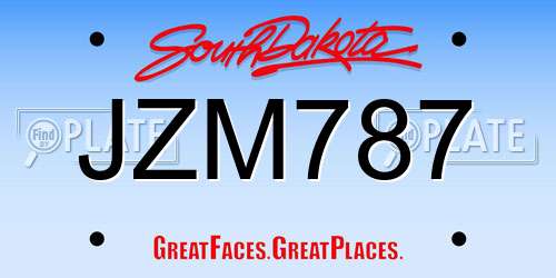 JZM787 South Dakota License Plate