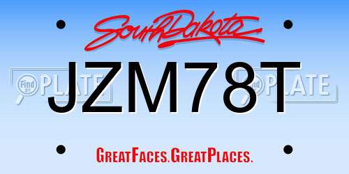 JZM78T South Dakota License Plate