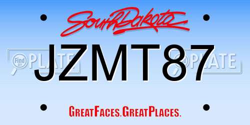 JZMT87 South Dakota License Plate