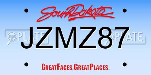 JZMZ87 South Dakota License Plate
