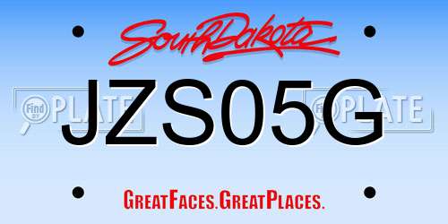 JZS05G South Dakota License Plate