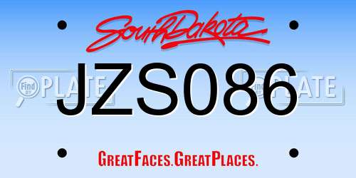 JZS086 South Dakota License Plate