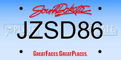 JZSD86 South Dakota License Plate