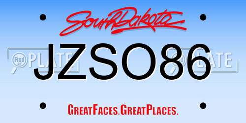 JZSO86 South Dakota License Plate