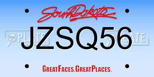 JZSQ56 South Dakota License Plate