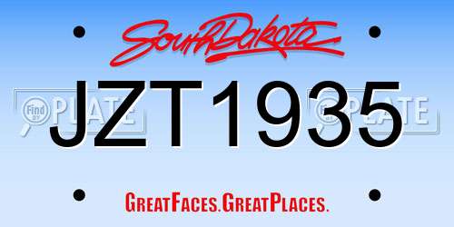 JZT1935 South Dakota License Plate