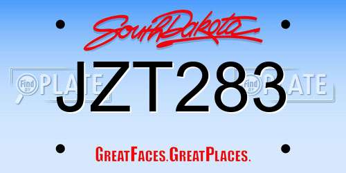 JZT283 South Dakota License Plate