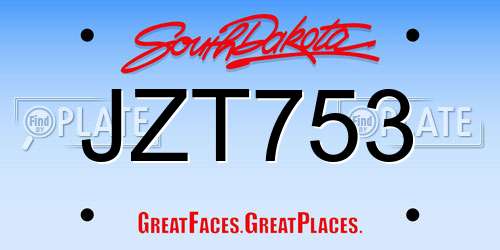 JZT753 South Dakota License Plate