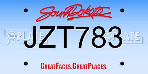JZT783 South Dakota License Plate