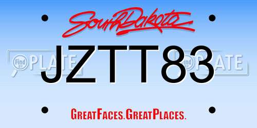 JZTT83 South Dakota License Plate